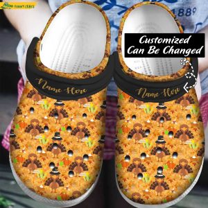 Happy Thanksgiving Day With Funny Turkey Pattern Crocs