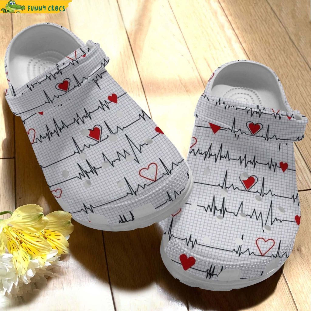Heartbeat White Crocs Clog Shoes