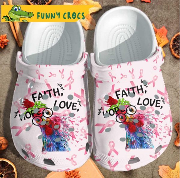 Hope Faith Love Breast Cancer Crocs Slippers