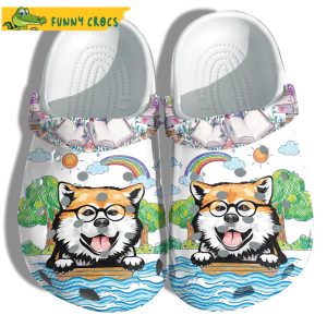 Little Puppy Wearing Glasses Back To School Crocs Clog Shoes