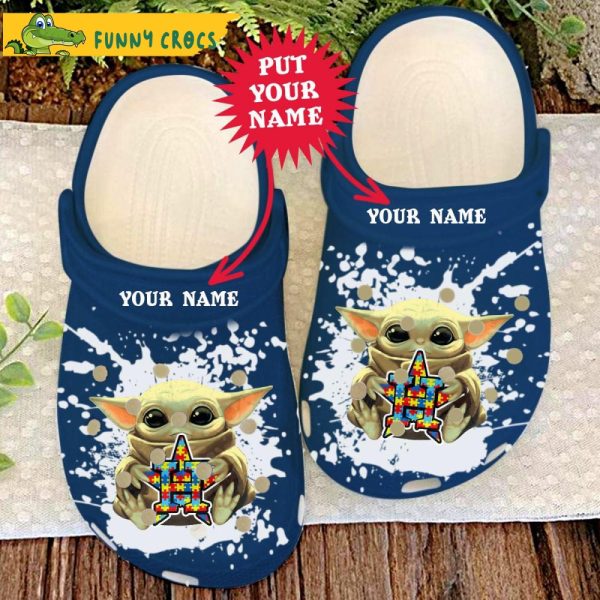 Personalized Autism Awareness  Mlb Baseball Houston Astros Baby Yoda Crocs