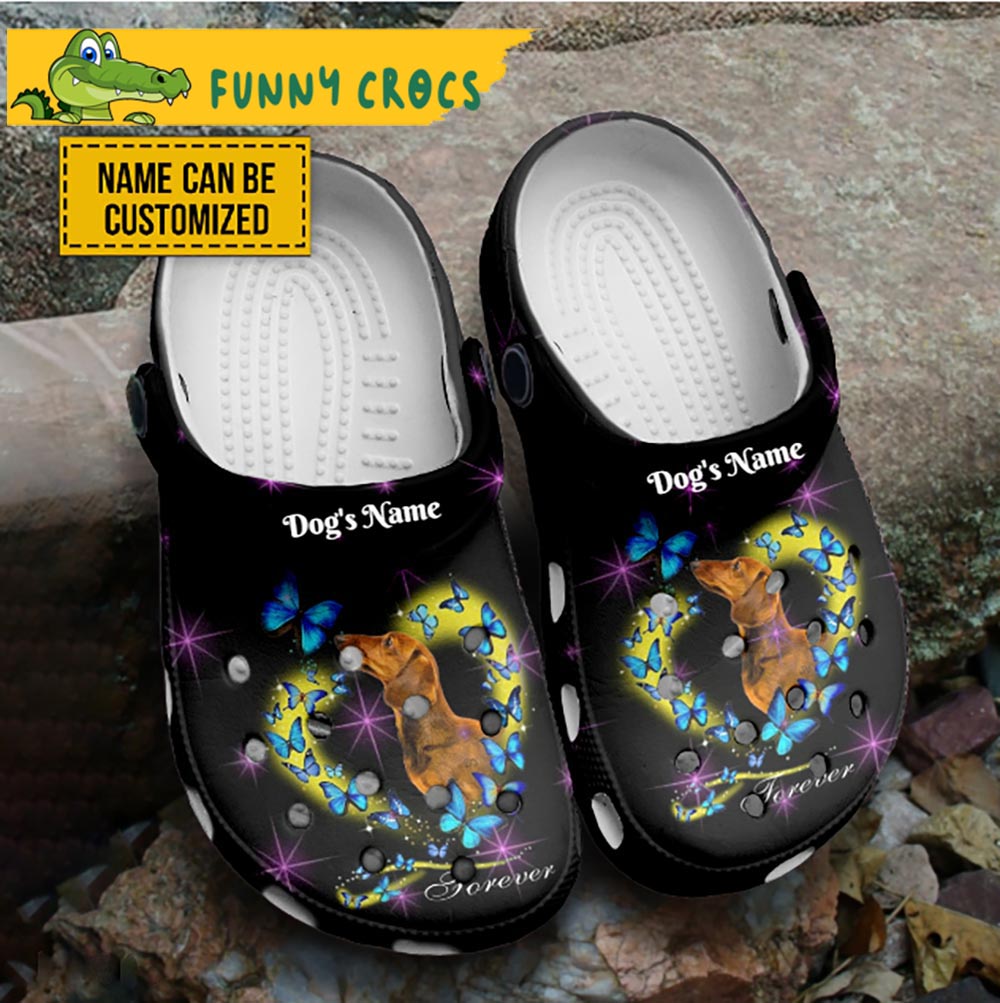 Personalized Dog with butterflies Dachshund Crocs Slippers