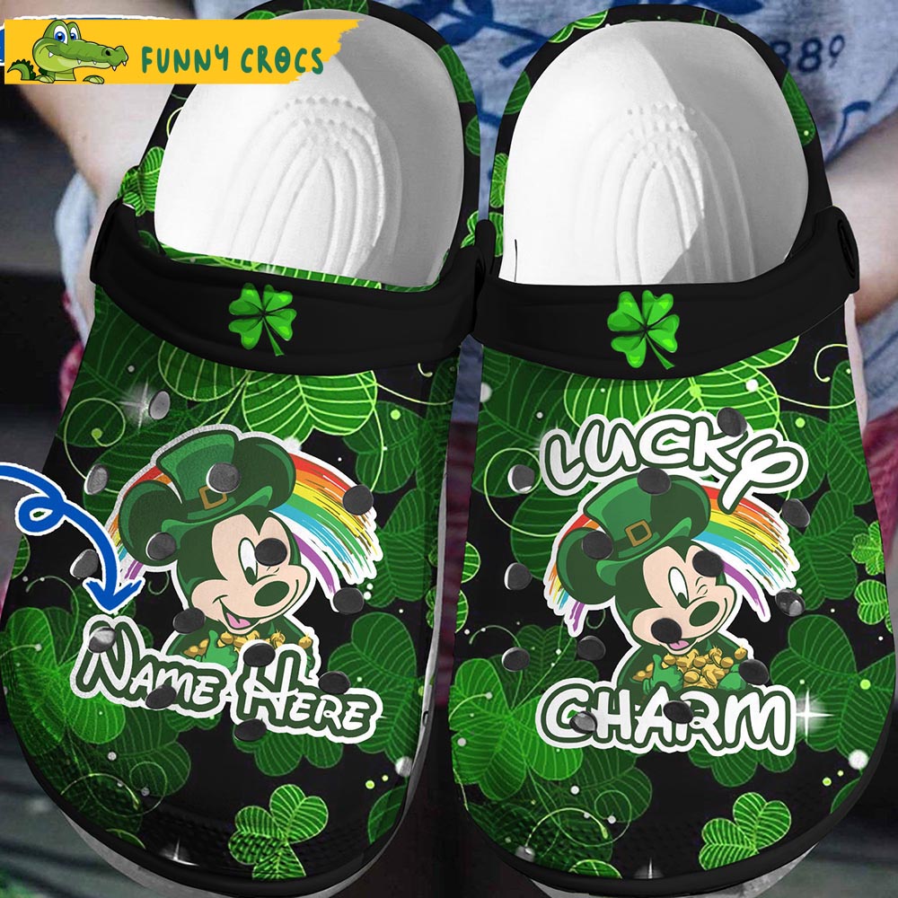 Personalized Mickey Mouse Lucky St Patricks Day Disney Crocs Clog Shoes