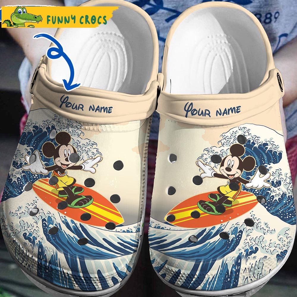Personalized Mickey Surfing Disney Crocs Clog Shoes
