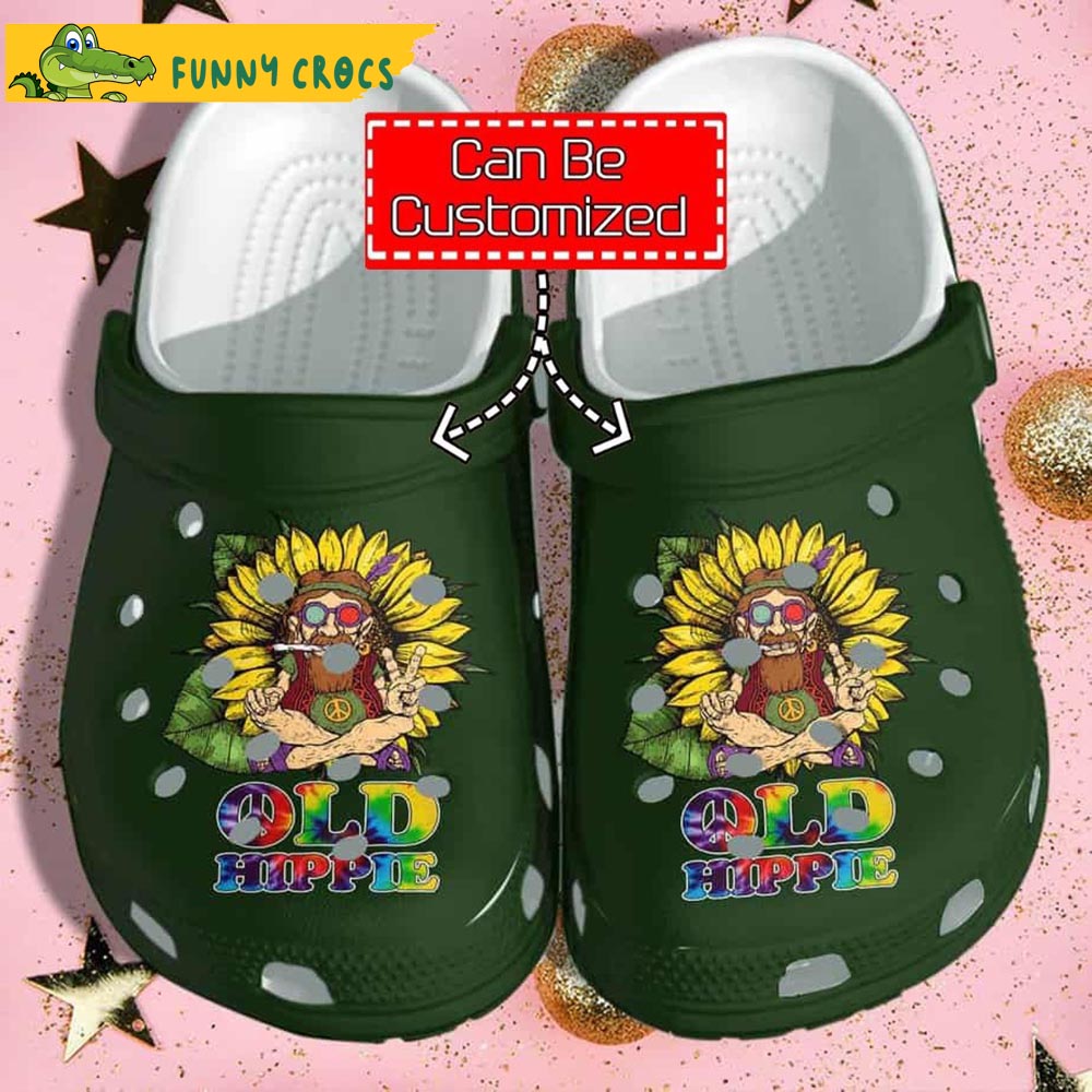 Personalized Old Hippie Sunflower Weed Crocs