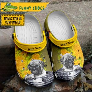Personalized Pug With Flowers Dog Crocs