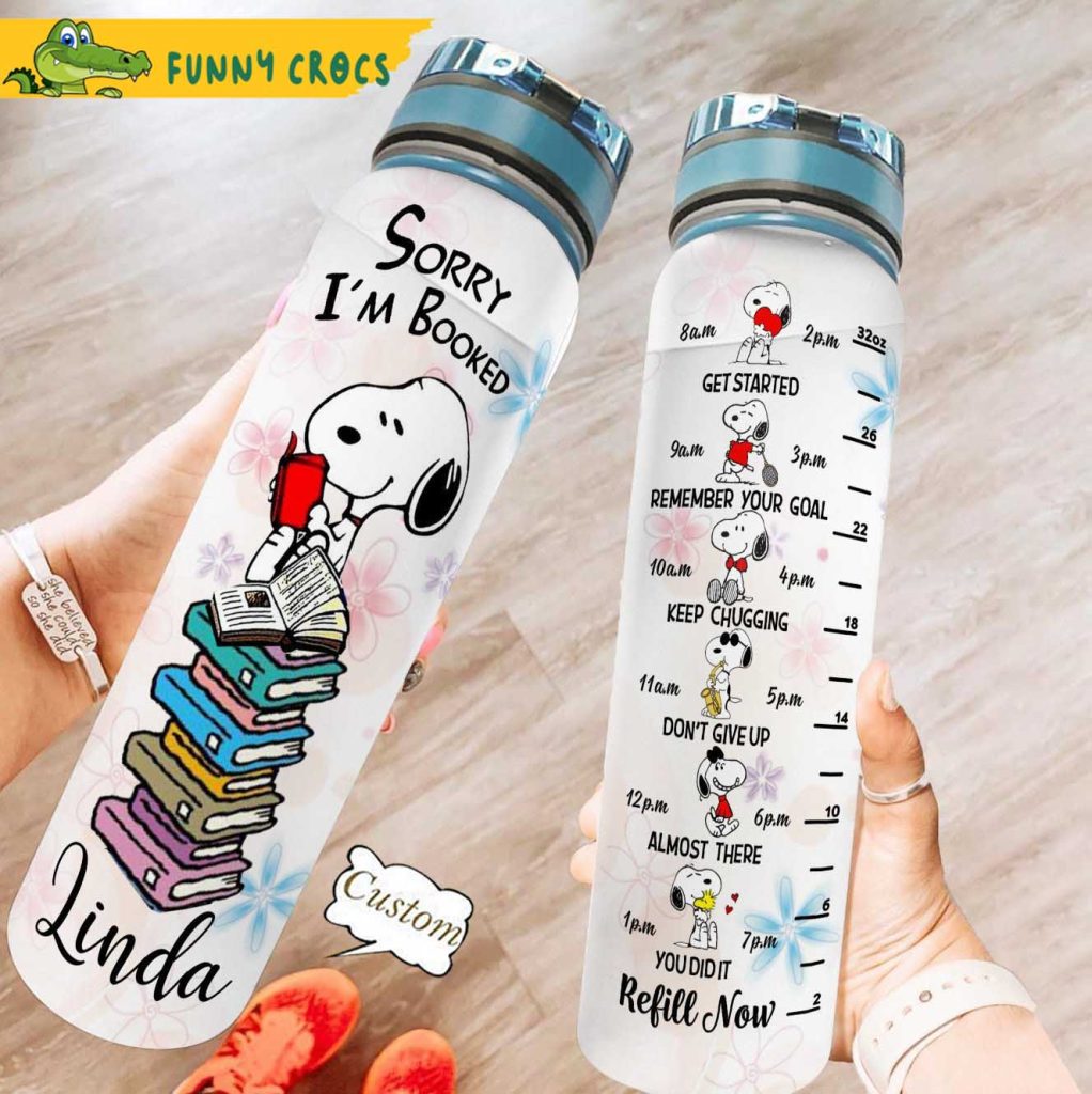 Personalized Sorry Im Booked Snoopy Water Bottle