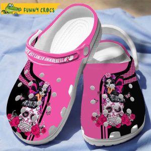 Skull Girl Breast Cancer Crocs Slippers 3