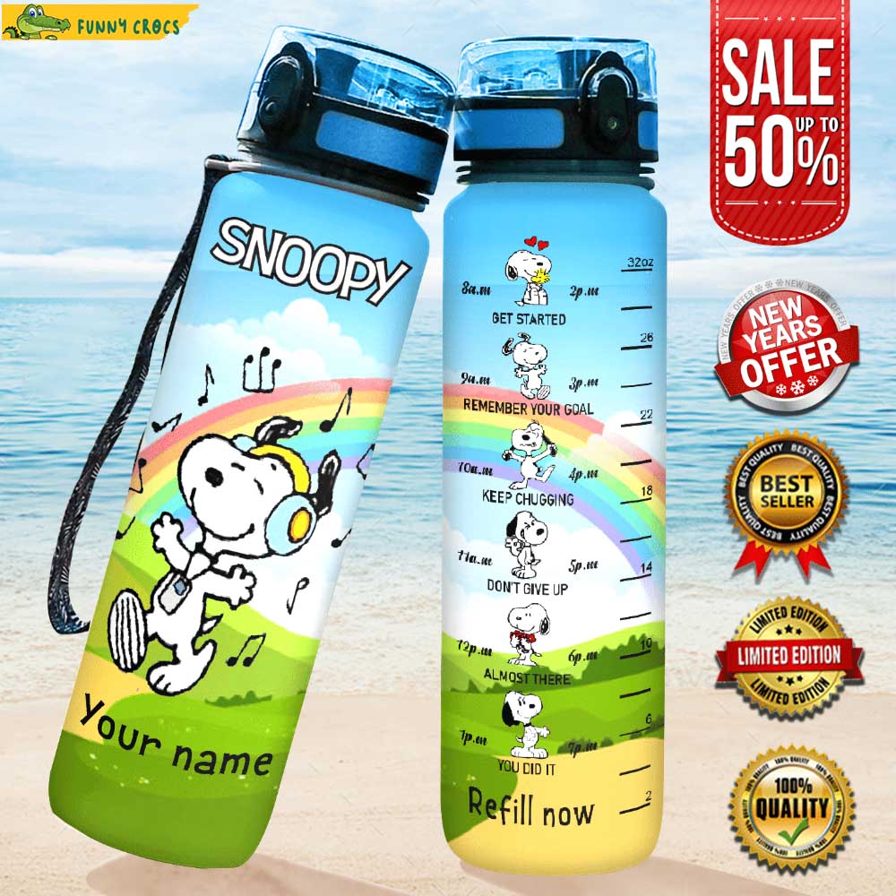 Snoopy Music Rainbow Water Tracker Bottle