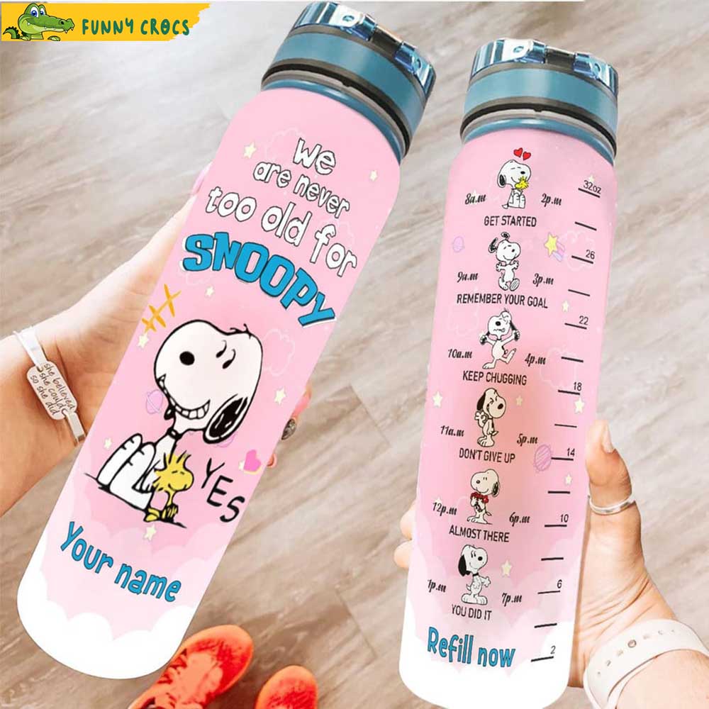 Snoopy Pink Water Tracker Bottle