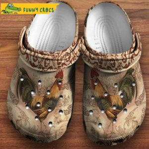 Vintage Chicken Rooster Floral Crocs Clog Shoes