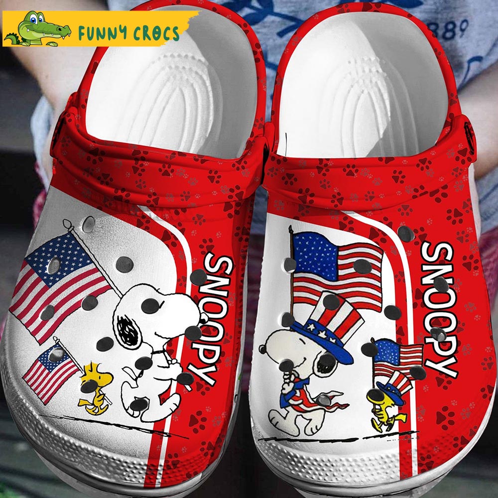 America The Fourth Of July Snoopy Crocs Clog Shoes