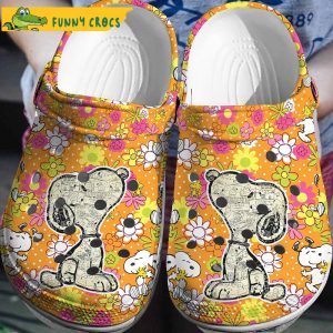 Beautiful Snoopy Colorful Flower Pattern Crocs Clog