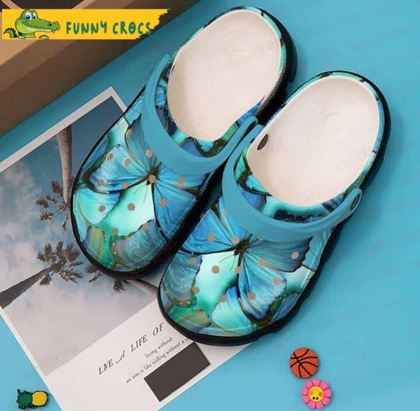 Blue Butterfly Funny Crocs Slippers