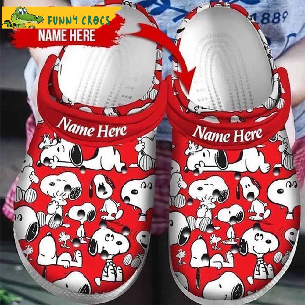 Custom Snoopy Pattern Red Crocs Clog Shoes