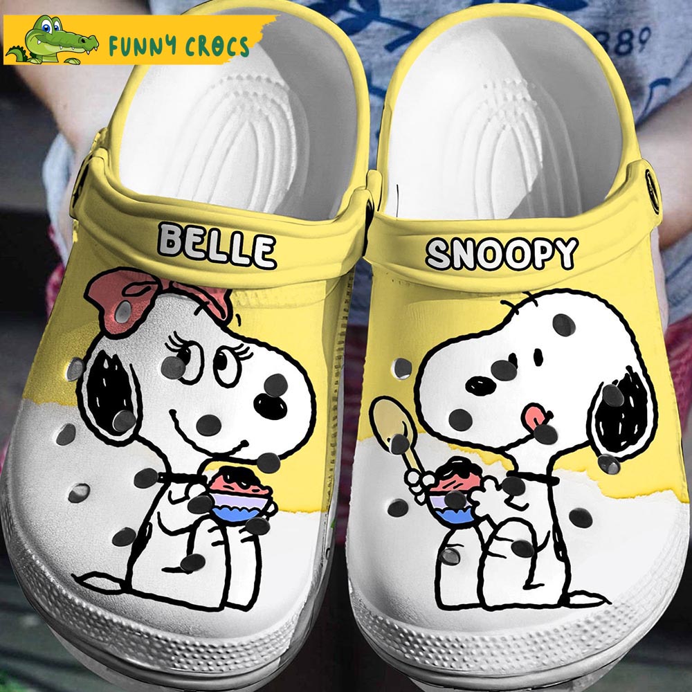 Cute Couple Belle And Snoopy Crocs Clog Shoes