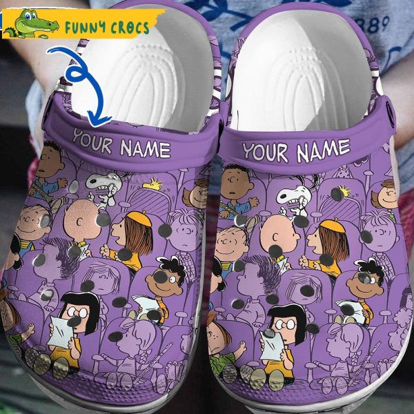 Cute Snoopy Characters Purple Peanuts Crocs Clog Shoes