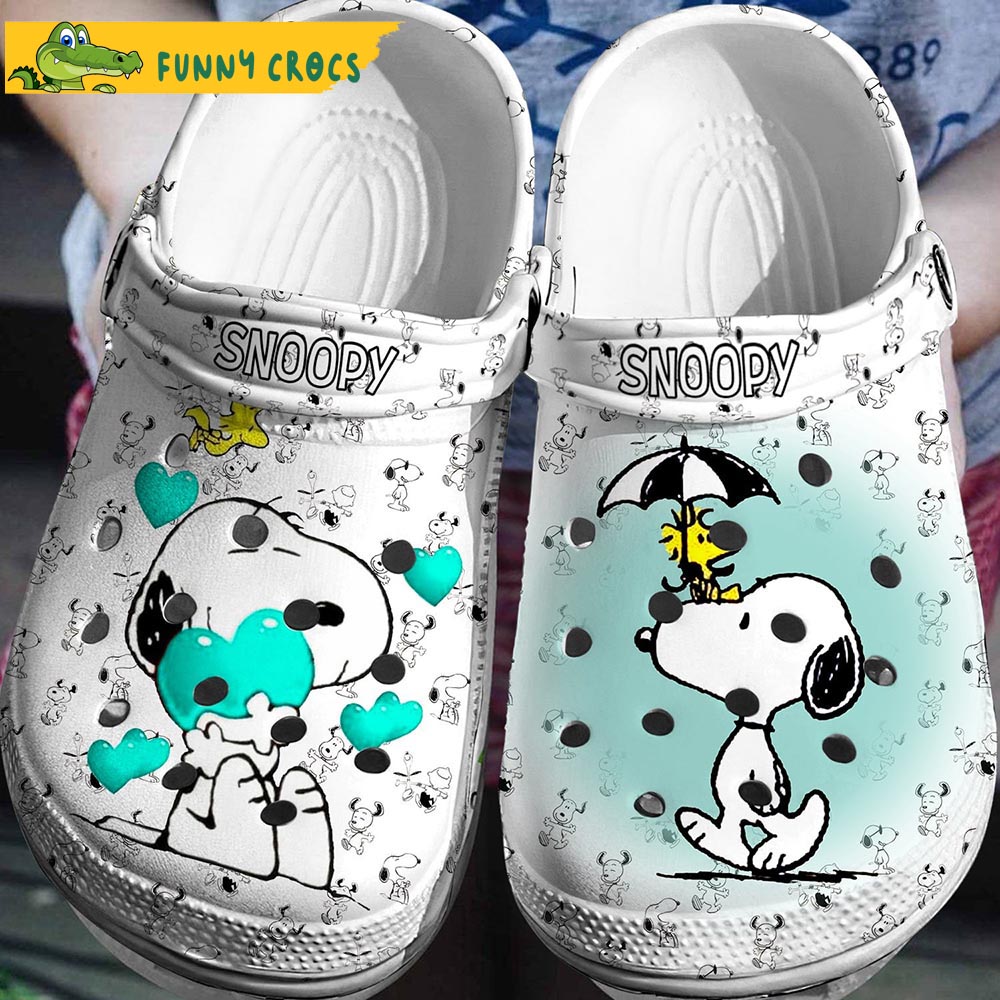 Cute Snoopy Tiny Blue Hearts Crocs Slippers