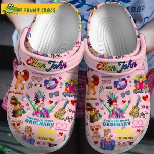 Elton Jonh Music Pink Crocs Clog Shoes 1