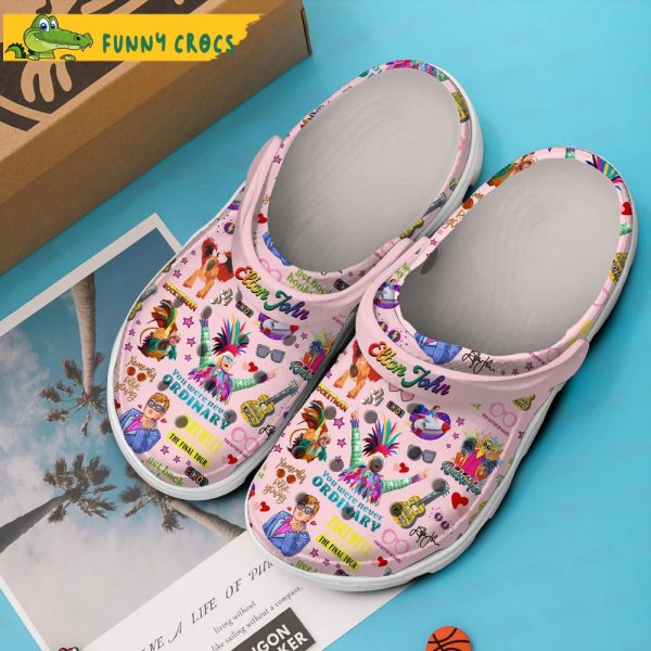 Elton Jonh Music Pink Crocs Clog Shoes