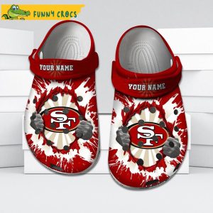 Football Customized Hands Ripping Light SF 49ers Crocs Clog Shoes