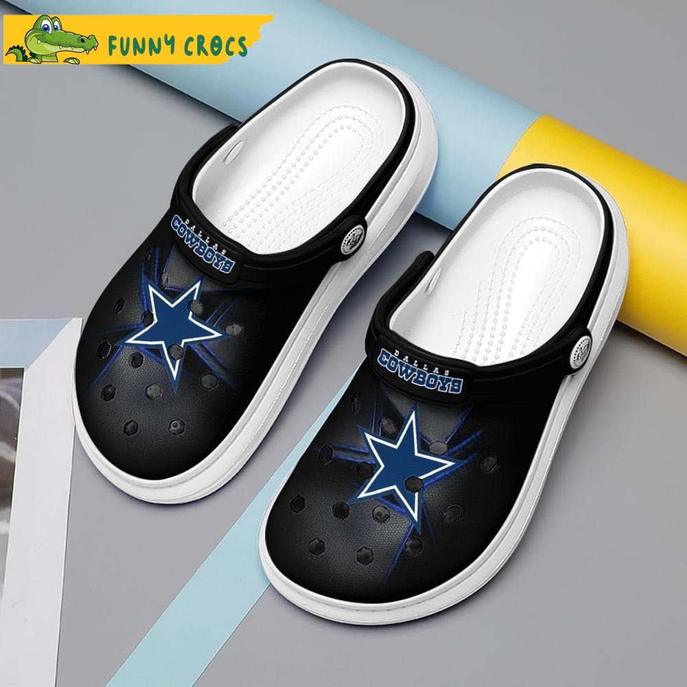 Full Black Dallas Cowboys Crocs Slippers
