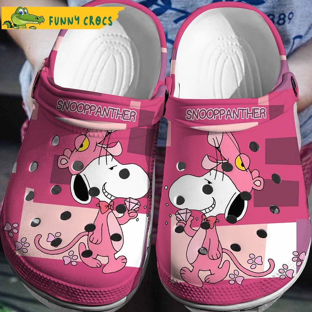Funny Pink Snoopanther Snoopy Crocs Slippers