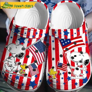 Funny The Fourth Of July American Flags Snoopy Crocs Slippers