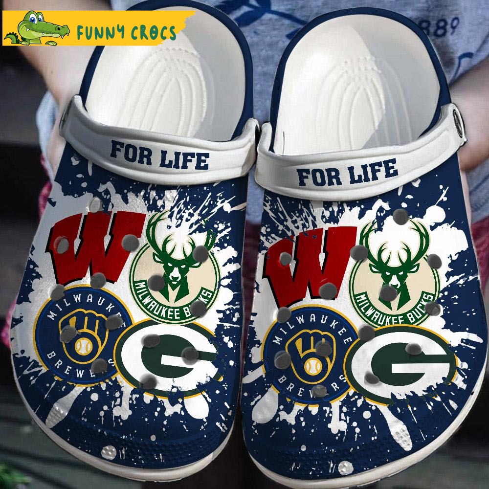 Funny Wisconsin Badgers Green Bay Packers Milwaukee Brewers Sport Crocs