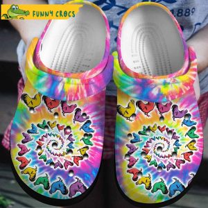 Hippie Chicken Tie Dye Crocs Clog Shoes