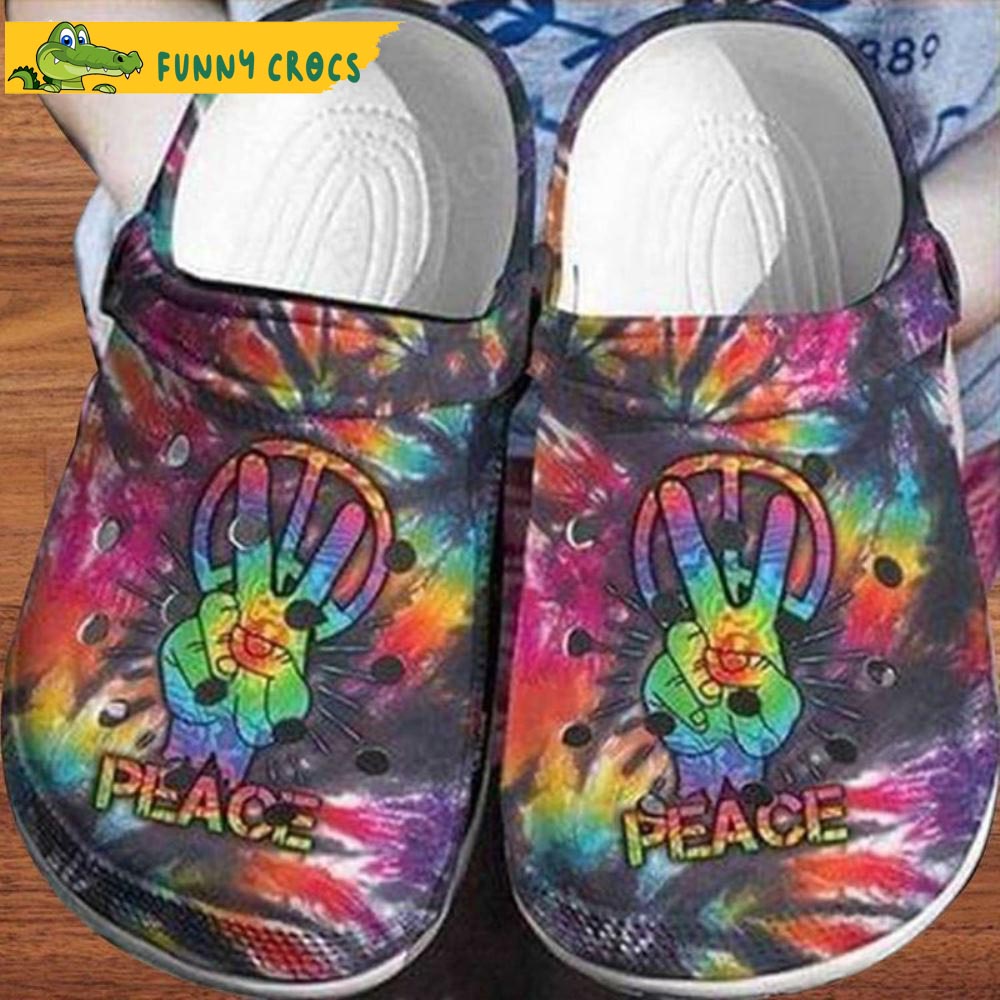 Hippie Peace Tie Dye Crocs Slippers