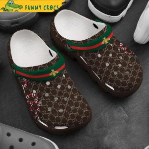 Luxury Gucci Snake Fly Vintage Web Brown Crocs Slippers