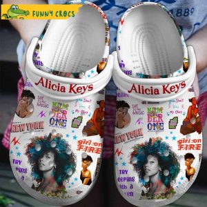 Music Alicia Keys White Crocs Clog Shoes