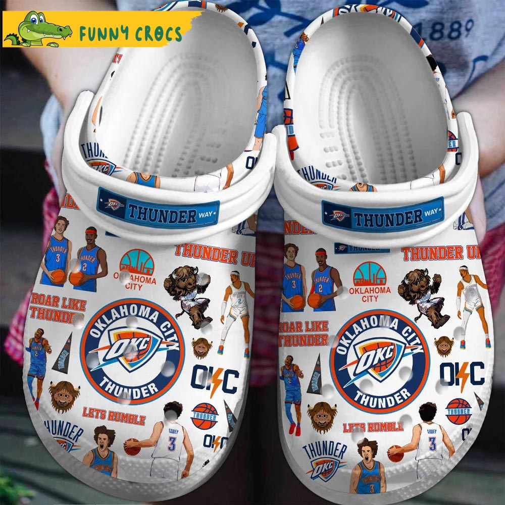 Oklahoma City Thunder NBA White Crocs Clog Shoes