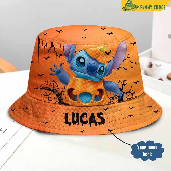 Personalized Halloween Orange Pumpkin Stitch Bucket Hat