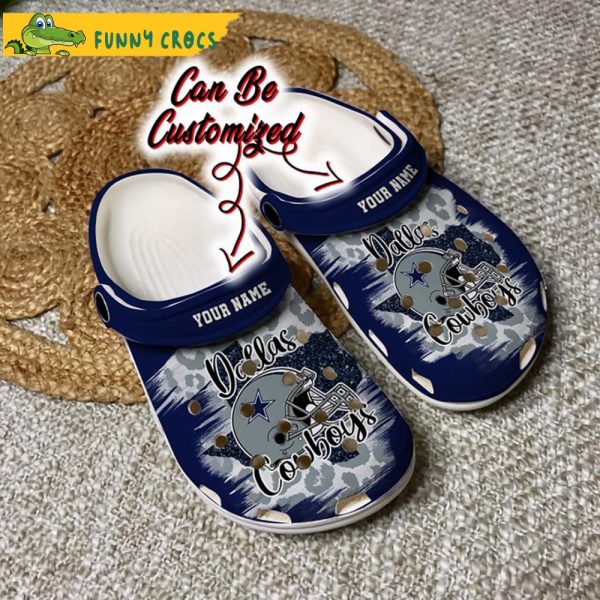 Personalized Dallas Cowboys Helmets Cheetah Leopard Crocs Slippers