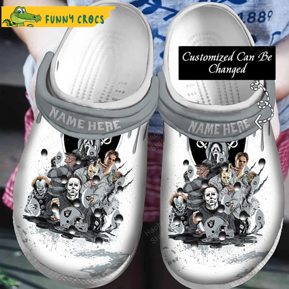 Personalized Football Horror Movie Characters Raiders Crocs - Discover ...