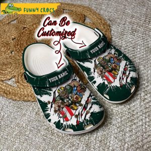 Personalized Green Bay Packers Mascot Ripped Flag Crocs