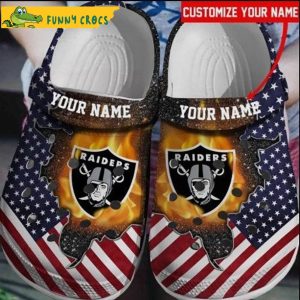 Personalized Las Vegas Raiders American Flag Crocs Slippers