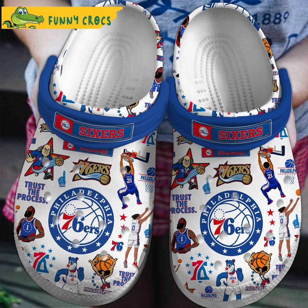 Philadelphia 76ers NBA White Crocs Clog Shoes