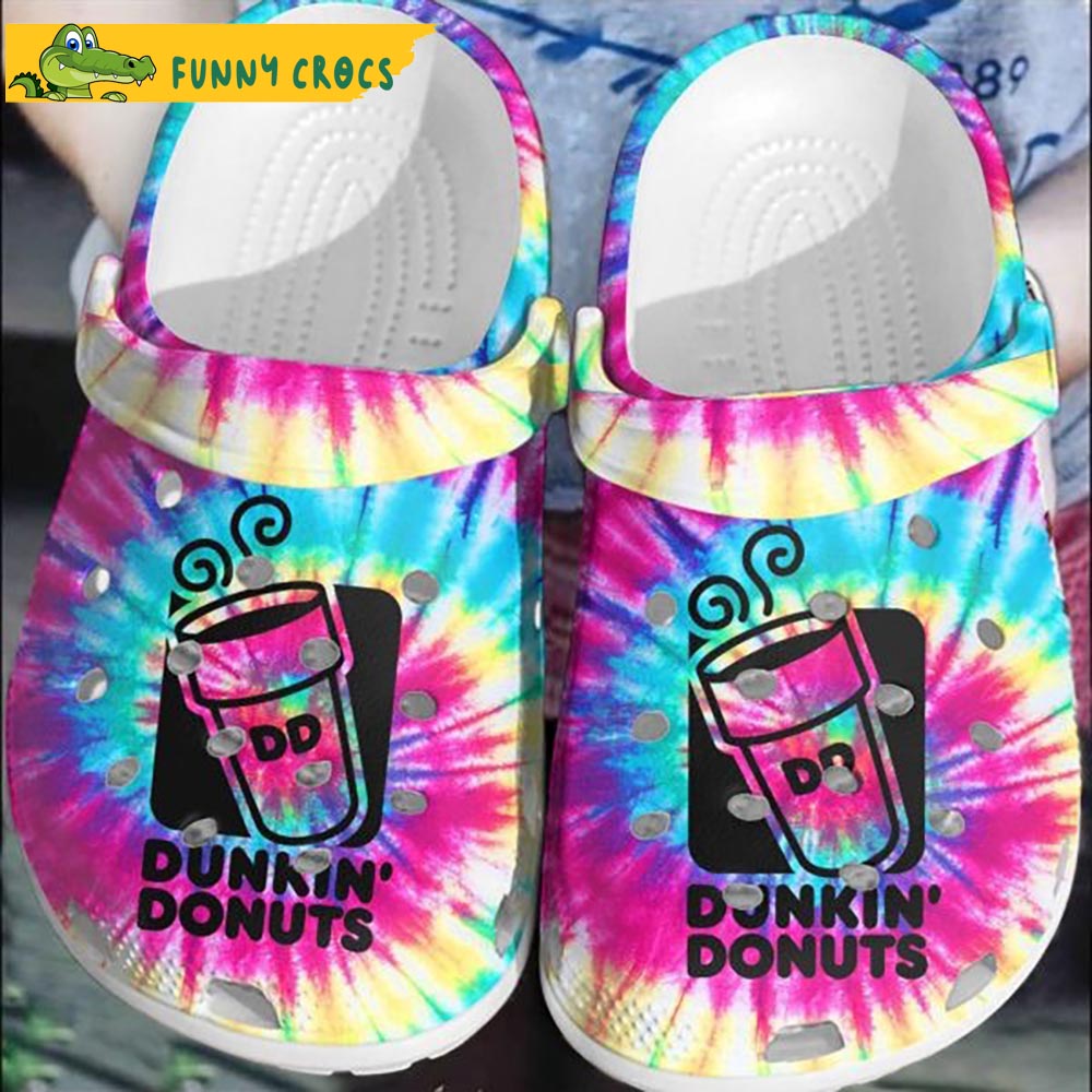 Pink Blue Dunkn Donuts Tie Dye Crocs Clog Slippers