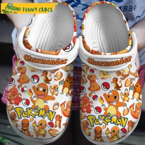 Pokemon Chamander Pattern White Crocs Clog Shoes 1