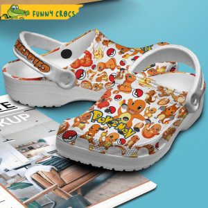 Pokemon Chamander Pattern White Crocs Clog Shoes 2
