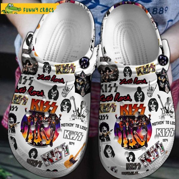 Rock Band Kiss White Crocs Clog Shoes