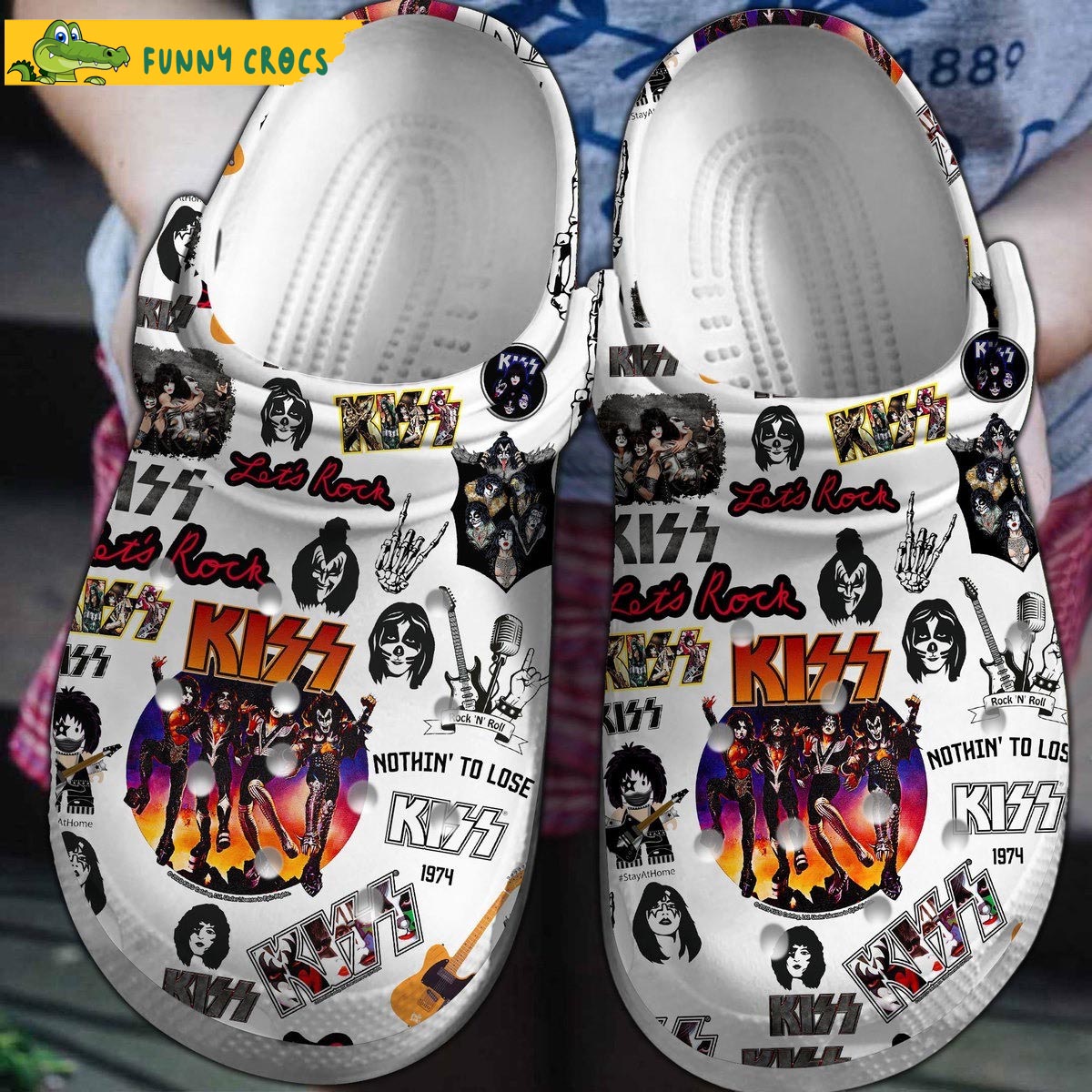 Rock Band Kiss White Crocs Clog Shoes - Discover Comfort And Style Clog ...