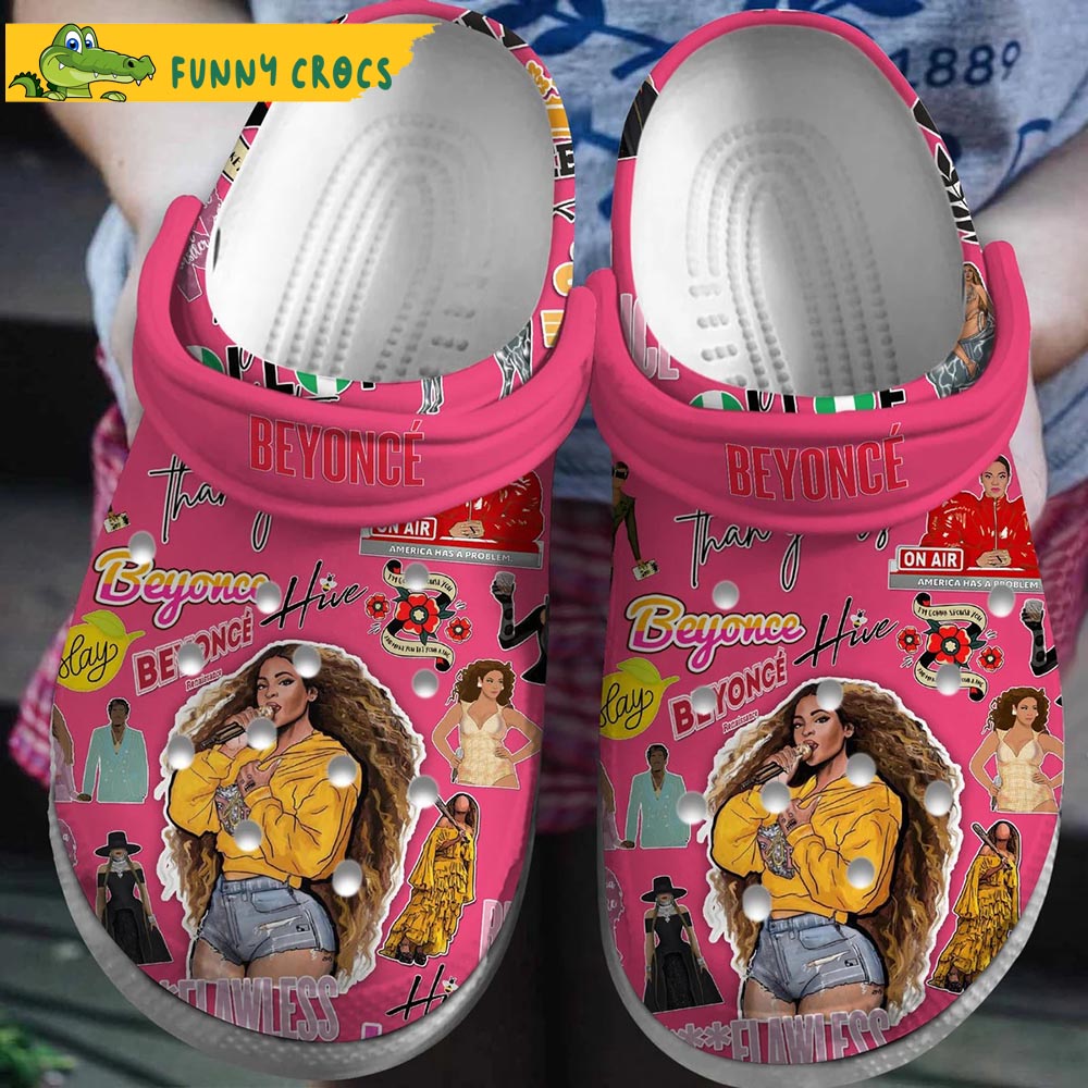 Singer Beyonce Music Pink Crocs Clog Shoes