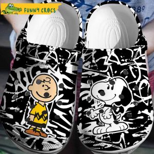 Snoopy And Charlie Brown Black Crocs
