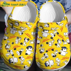Snoopy And Siblings Yellow Crocs Slippers