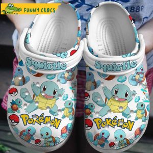 Squirtle Pattern Pokemon White Crocs Clog Shoes 1