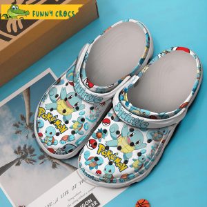 Squirtle Pattern Pokemon White Crocs Clog Shoes